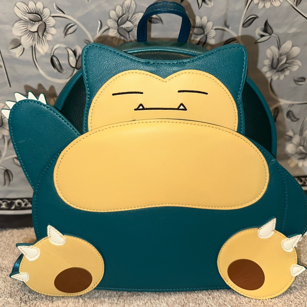 Blue and Yellow Snorlax Pokémon Backpack with Smooth Texture